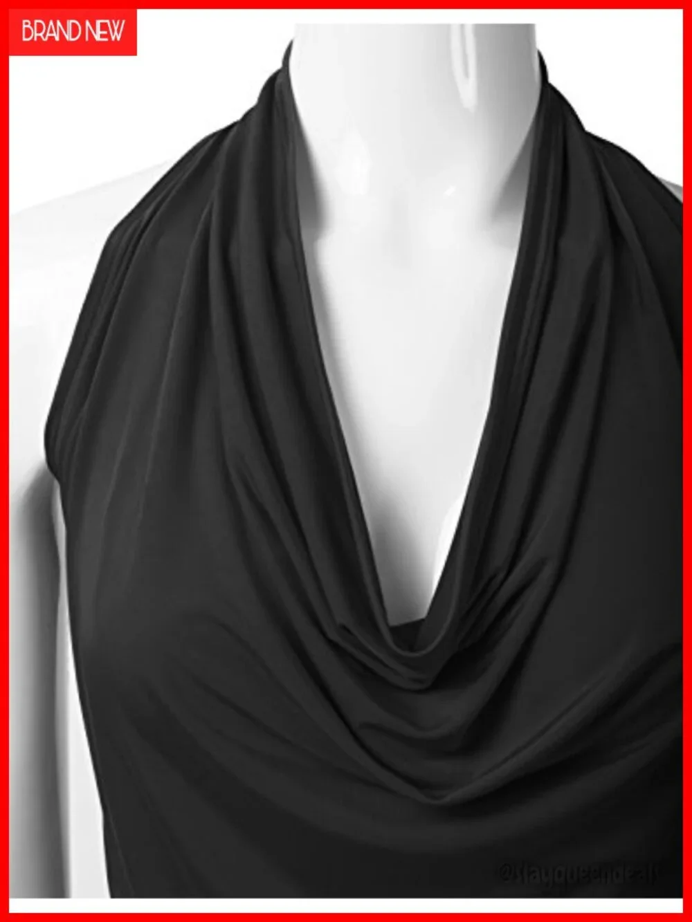 Halter Neck Draped Front Open Back Stretchy Tank Top S-3XL